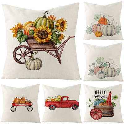 Gm042 Thanksgiving Pumpkin Linen Pillow Cover Customized Couch Pillow Cushion Cover One Piece Dropshipping