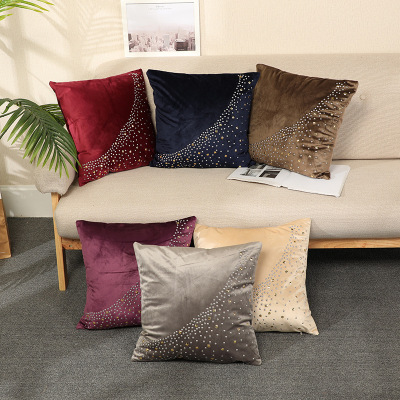 European and American Fashion Rhinestone Pillow Case Customizable Cross-Border Hot Selling Living Room Sofa Cushion Cover Office Lunch Break Pillow