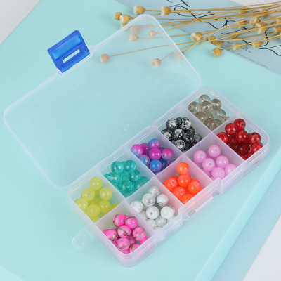 Simple Fashion Handmade Beaded Box Light Beads Crystal Wholesale round Loose Beads Glass Jewelry DIY
