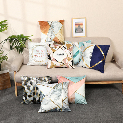 Nordic Simple Velvet Pillow Case Living Room Sofa Affordable Luxury Throw Pillowcase Ins Style Cross-Border Hot Selling Lumbar Cushion Cover Wholesale