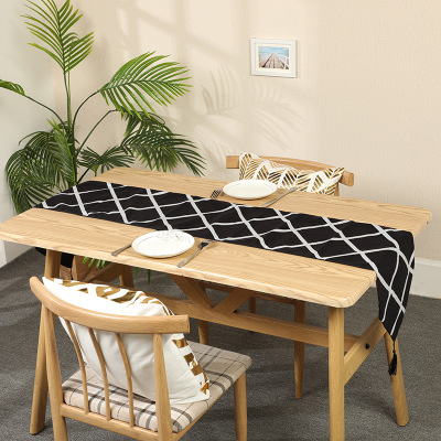 Amazon Hot-Selling Plaid Table Runner Ins Style Nordic Dining Tablecloth Rectangular Coffee Table Cloth Cross-Border Hot Selling Table Runner