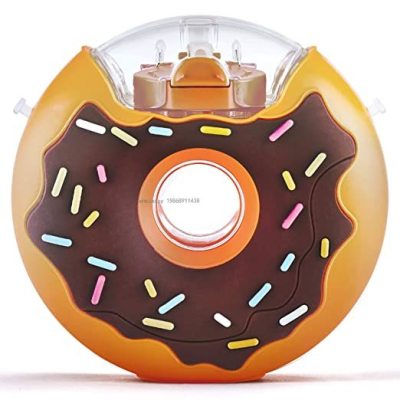 Donut Water Bottle with Straw for Kids,BPA Free Tritan Spill Proof Toddler Drink Bottle with Shoulder Strap for Outdoor 