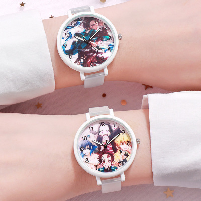 Japanese Best-Selling Ghost Killer Blade Watch Anime Quartz Watch Fashion Silicone Middle School Student Wrist Watch Luminous Currently Available Wholesale