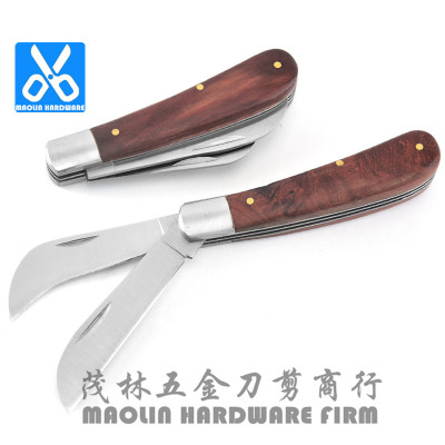 Factory Wholesale Stainless Steel with Wooden Handle Electrician's Knife a Folding Knife Outdoor Tools Folding Knife Portable and Versatile Knives