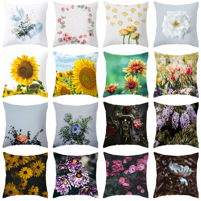 Gm004 Light Color Flowers Home Decorations Pillow Cover Graphic Customization Car and Sofa Cushion Cover Pillow