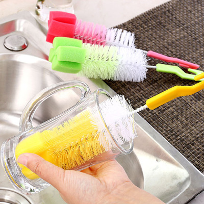 Home Ladle Milk Bottle Brush Kitchen Fine Hair Sponge Brush Glass Cleaning Brush 360 Degree Rotating Brush