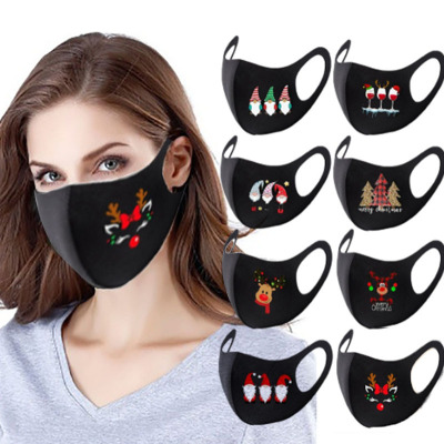 Christmas Mask Internet Celebrity Star Halloween Printing Autumn and Winter Ice Cotton Adult Non-Disposable Washable and Dustproof