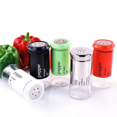 Glass Condiment Bottle New Seasoning Box Glass Stainless Steel Pepper Shaker Seasoning Bottle Seasoning Containers