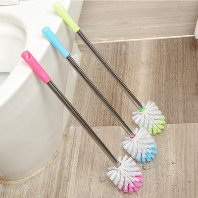 Factory Direct Sales Stainless Steel round Handle Toilet Brush Cleaning Ball Toilet Brush Toilet Brush Large round Long Handle Toilet Brush