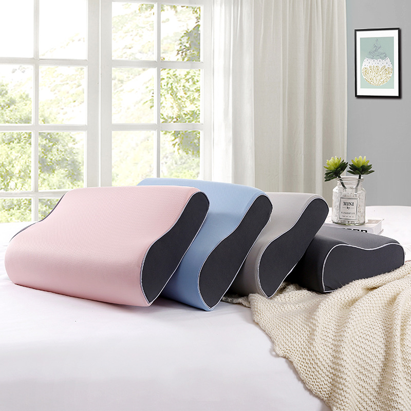 慢回弹记忆枕海绵枕头B型枕波浪枕太空枕厂家直销鸟眼布批发