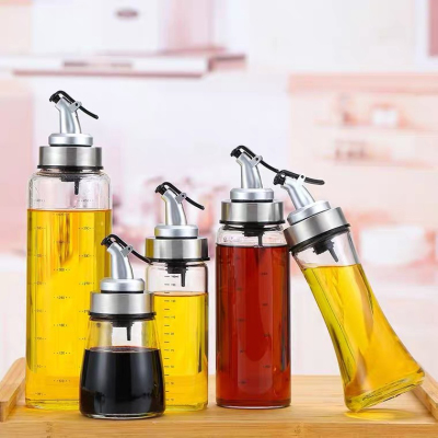 Liquid Glass Oiler Automatic Lid-Opening Leak-Proof Large Vinegar Pot Small Oil Jar Soy Sauce Bottle Vinegar Bottle Seasoning Bottled Oil Bottle