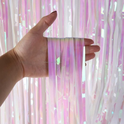2M Creative Transparent Colorful Tinsel Curtain Party Background Door Curtain Ribbon Birthday Party Wedding Celebration Dress up Cross-Border Hot Sale