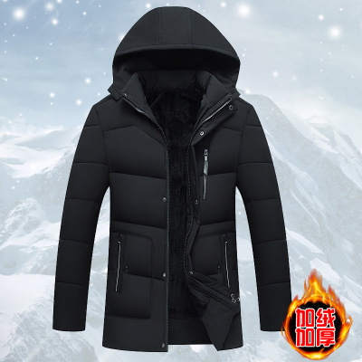 Men's Coat Fleece Thickened Middle-Aged Men's Cotton Padded Clothing Winter Cotton-Padded Jacket Middle-Aged and Old Father Clothes down Cotton Wholesale