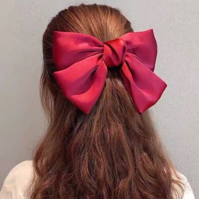 Internet Celebrity Ins Big Bow Hair Clip Head Clip Korean Hair Accessories Red Hairpin Headdress Girl Oversized Side Clip