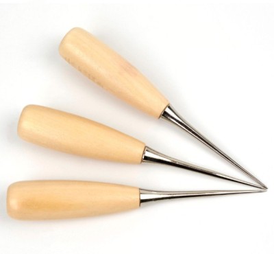 Solid Wood Awl DIY Sewing Accessories with Sheath Awl Leather Fabric Punching Crochet Hook 17G