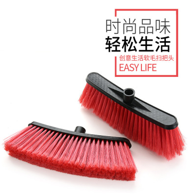 Broom Head Foreign Trade Soft Fur Floor Brush Household Straight Broom Plastic Fleece Broom Solid Color Can Be Equipped with Wooden Pole Source Goods