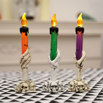 Halloween Decoration Props Electric Candle Lamp Bar Party Ghost Festival Decoration Skull Skeleton Electronic Candlestick