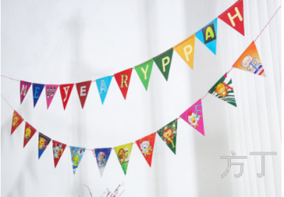 Birthday Party Decoration Colorful Flag Triangle Flag Customized Birthday Arrangement Banner Garland