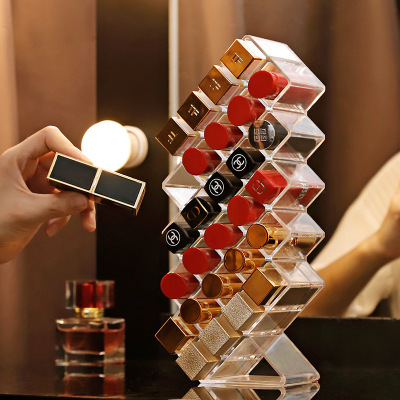 Lipstick Storage Grid Box Acrylic Dustproof Display Rack Internet Celebrity Cosmetics Storage Box Lip Lacquer Lipstick
