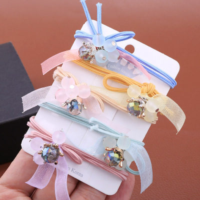 Korean Style Ins Frosted Crystal Beads Rubber Band Cute Ribbon Hair Band Hair Ties/Hair Bands Bow High Elastic Hair Band