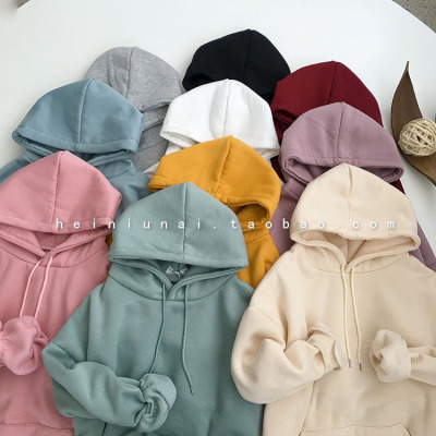 2020 Latest Women's Clothing Korean Style Ins Hong Kong Style Fall/Winter Fleece Thick Loose Leisure All-Matching Trendy Hooded Sweatshirt