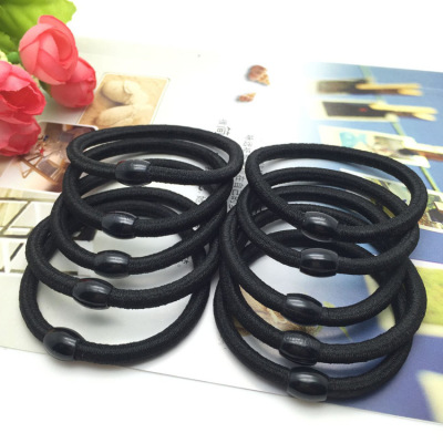 Women's Korean-Style Ins Simple Black Thickened Headband Hair Rubber Band Hair Band Highly Elastic Hair Rope Set Free Shipping Wholesale