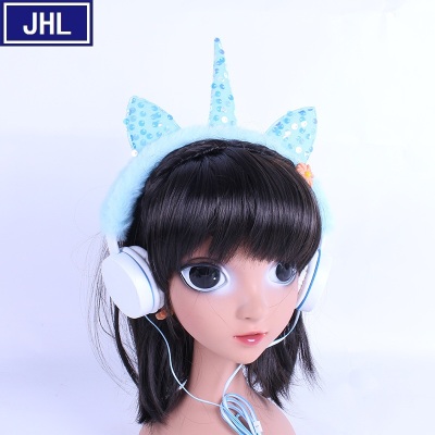 New Cat Ears Bear Ears Unicorn Headphones Cute Headset Wired Earphone Gift Customization Cross-Border Hot.