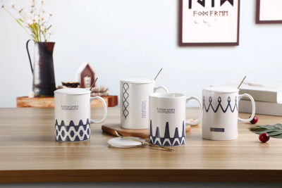 Nordic Style Geometric Pattern Ceramic Cup