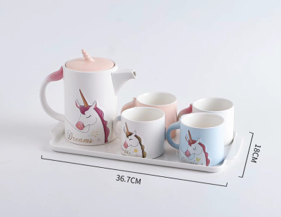 Cartoon Unicorn Ceramic Water Set Office Business Gift