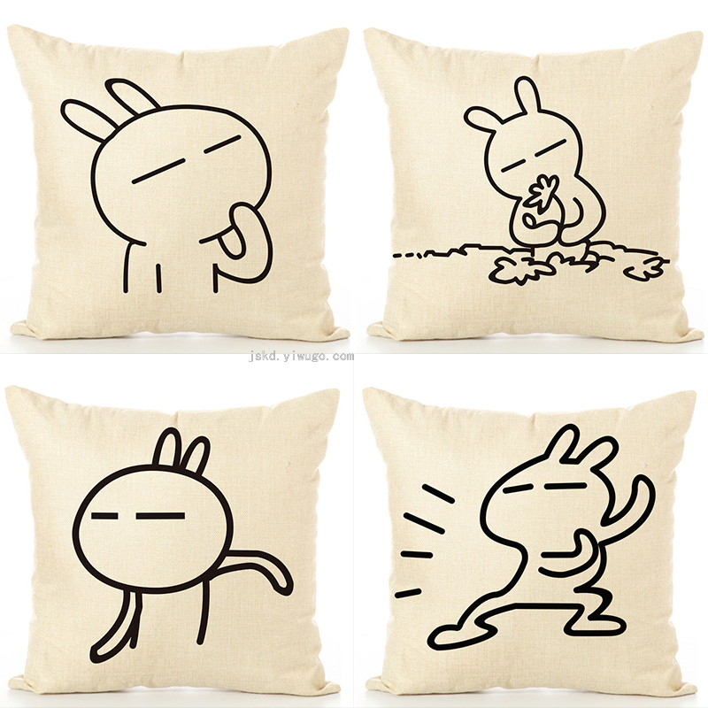 跨境热销亚麻印花抱枕套沙发客厅靠垫办公室椅子靠背厂家直销批发