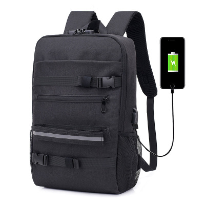 Cross-Border Special for 2020 New Anti-Theft Password Lock USB Canvas Backpack Leisure Travel Computer Skateboard Backpack