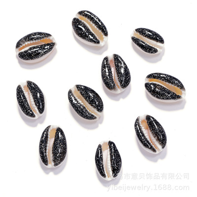 Oil Dripping Edge Black Star Point Small Shell Oil Dripping Amazon Bracelet Necklace Accessories DIY Craft