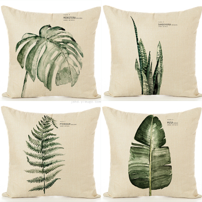 Cross-Border Hot Selling Tropical Linen Printed Pillowcase Sofa Living Room Cushions Factory Direct Sales Support Customization