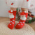 Children's Christmas Socks Extra Thick Fluffy Loop 4-Pair Package Santa Claus David's Deer Snowman Warm Terry Boys and Girls Mid-Calf Length Socks