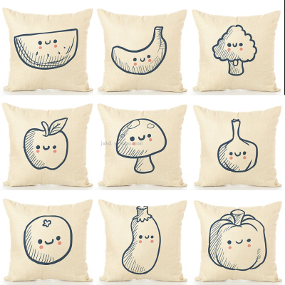 Nordic Cartoon Style Linen Printed Pillowcase Sofa Living Room Cushions Car Back Support Customized Wholesale