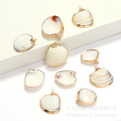 Yibei Electroplating Golden Edge Shell Egg Edge Conch Ornament Pendant Necklace Accessories DIY Handmade Jewelry