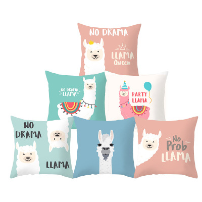 Gm062 Style Pillowcase Custom Peach Skin Pillow Cartoon Animal Alpaca Car Pillow Sofa Cushion Cover