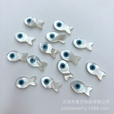 Sea Shell White Shell Small Fish Drop Eyes White Lip Shell Drops Devil's Eye Bracelet Necklace Accessories DIY