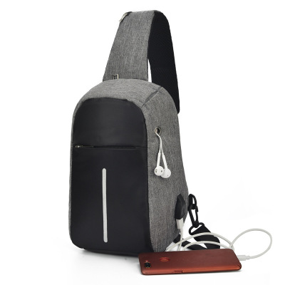 New Men's Bag Shoulder USB Messenger Bag Korean Style Nylon Cloth Messenger Bags Sports Leisure Bag Men's Chest Bag