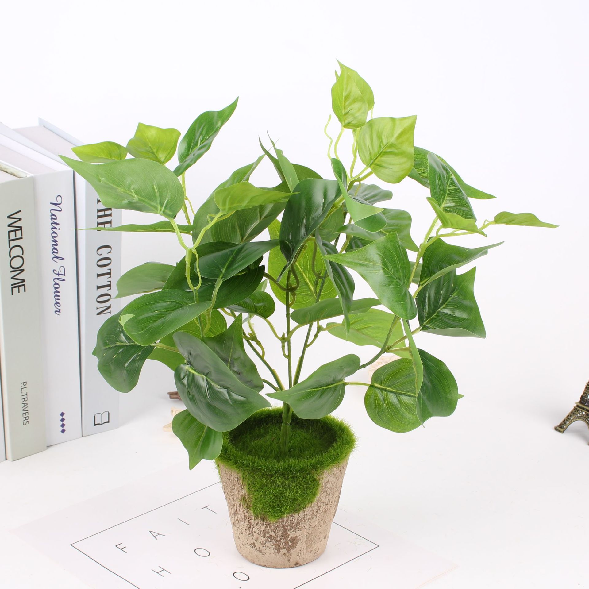 仿真植物假花绿植盆栽绿萝盆栽手感鸡心叶小把束叶子桌面装饰厂家