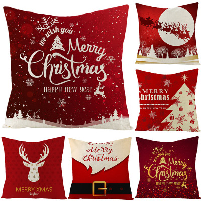 Gm101 Linen Pillow Case Customized 2020 Christmas Throw Pillowcase Wholesale Red Christmas Home Decorations