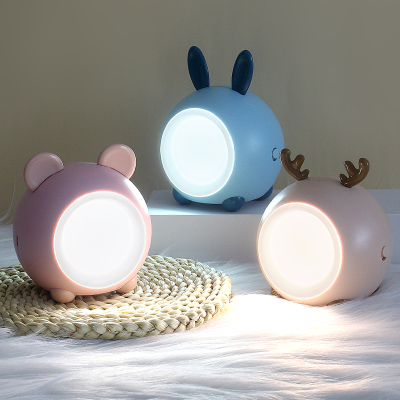 Eye Protection Soft Light LED Night Light Cute Cartoon Rabbit Deer USB Charging Portable Dormitory Bedroom Touch Dimming