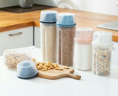 J52-9361 Kitchen Cereals Sealed Cans Plastic with Lid Storage Tank Storage Bottle Dry Grains Sealed Box