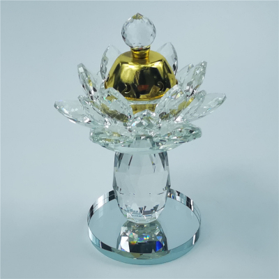 Crystal Glass Lotus Incense Burner Candlestick Dual-Use Candlestick