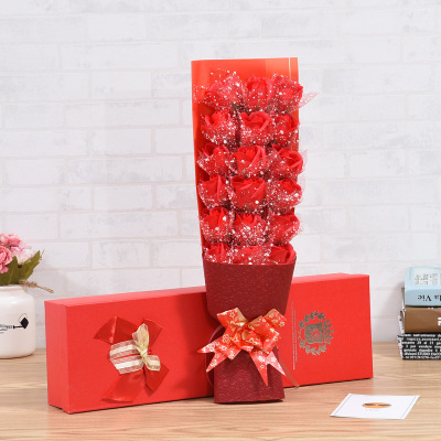 208 Fashion New Soap Flower Valentine's Day Romantic Gift Rose Foreign Trade Artificial Flower Gift Box Wholesale