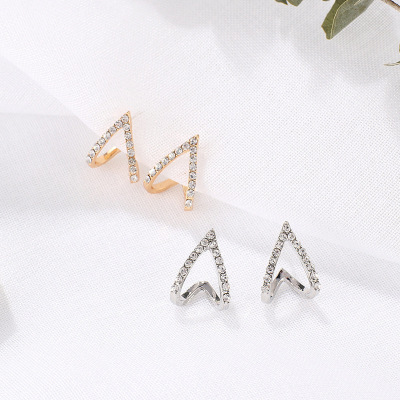 Small and Versatile Micro Inlaid Zircon Full Diamond Hollow Triangle Love Three-Dimensional Bag Earlobe Ear Studs 925 Silver Earrings