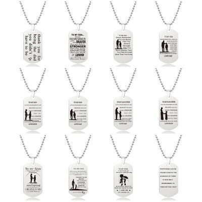 Necklace Europe and America Cross Border Stainless Steel Dog Tag Pendant Customized Christmas Gift Lettering Factory Direct Sales Titanium Steel Necklace