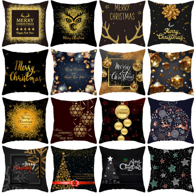 Gm113 Black Series Christmas Peach Skin Fabric Pillow Cover Custom Sofa Cushion Cover Exclusive for Cross-Border Throw Pillowcase