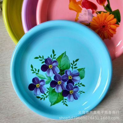 Colorful Printed Fruit Plate Colorful Snack Dish Flower Pot Holder One Yuan Two Yuan Store Fruit Plate Wholesale