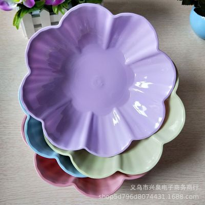 Flower Fruit Plate Fruit Plate Candy Plate Petal Fruit Plate Candy Color Snack Dish Yuan 2 Yuan Supply